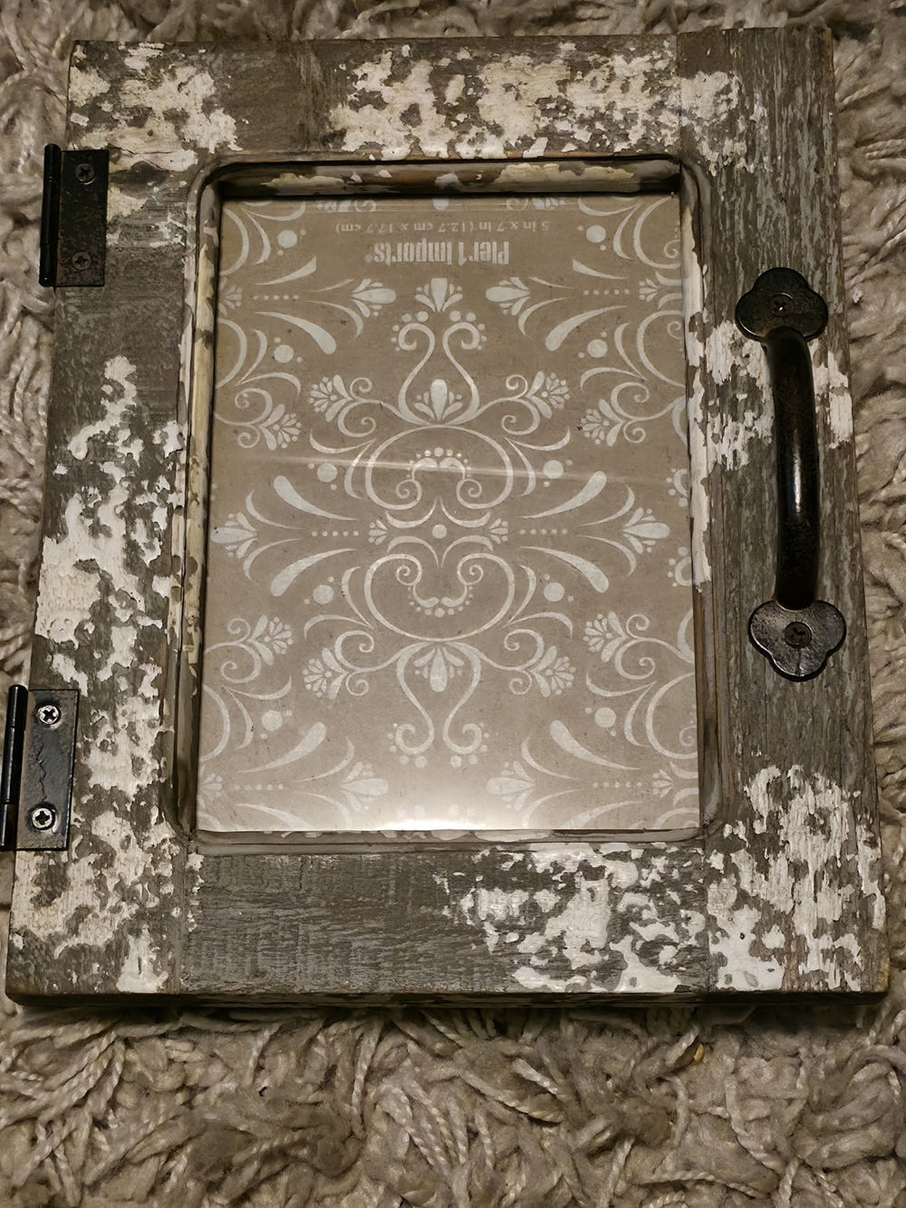 4/$25 Deal! Pier 1 Distressed White and Brown Rustic Picture Frame with Handle